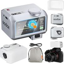 "Godox iT30Pro-F" iT30Pro F mini fotoaparato blykstė su baltu difuzoriumi Speedlite fotoaparato blykstė 560 blyksnių, esant visiškam belaidžio pagrindinio ir imtuvo galingumui 2.4G TTL jutiklinis ekranas, skirtas "Fuji" fotoaparatui DSLR (sidabrinė)