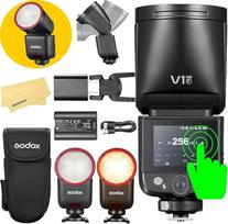 "Godox V1 Mid F" fotoaparato blykstė "Fujifilm" fotoaparatams, 55 W, 2,4 GHz TTL 1/8000 HSS, 650 blyksnių esant visiškam galingumui, 1,7 s įkrovimo laikas, 7,2 V/2200 mAh ličio baterija, 2 W LED reguliavimo lemputė su 10