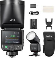 "Godox V1 Mid N" 55Ws apvali fotoaparato blykstė, skirta "Canon", 2.4G belaidė jutiklinio ekrano Speedlite su TTL 1/8000 HSS, USB-C įkrovimas, 1,7 s greitas atkūrimas, 7,2 V/2200 mAh ličio baterija