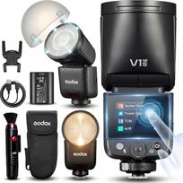 "Godox V1 MID S" fotoaparato blykstė "Sony" su AK-R11 kupolo difuzoriumi, 55 Ws apvali galvutė Speedlite, 24 mm optika, 650+ blyksčių, TTL/HSS 1/8000 s, V1MID kelioninė blykstė "Sony Alpha A9 III a7III a7CII a7IV a7C
