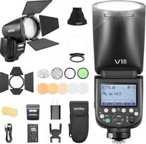 "Godox V1PRO-C V1Pro C" fotoaparato blykstė su apvalia galvute ir "AK-R1 TTL Speedlite" 2.4G belaidė TTL greitaveikė stroboskopija, 76 Ws HSS 1/8000 s su ličio jonų baterija, skirta "Canon" fotoaparatams