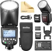 "Godox V1PRO-F" V1Pro F apvali galvutė fotoaparato blykstei TTL Speedlite 2.4G belaidis TTL Speedlight stroboskopas, 76Ws HSS 1/8000s su ličio jonų akumuliatoriumi, skirtas "Fuji" fotoaparatams