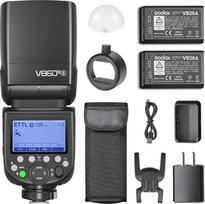"Godox V860III-S" fotoaparato blykstės Speedlight rinkinys "Sony", TTL GN60 HSS fotoaparato blykstė 2.4G belaidė X sistema 1/8000 1,5 s atkūrimo laikas ir LED modeliavimo šviesa su minkštuoju boksu, difuzoriumi, spalvotuoju filtru