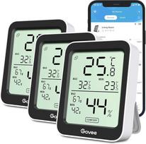"Govee" termometras-higrometras, mini LCD skaitmeninis temperatūros drėgmės matuoklis su įspėjamuoju signalu, tikslus drėgmės matuoklis temperatūrai, duomenų saugojimas šiltnamio vyno rūsyje (3 pakuotės)