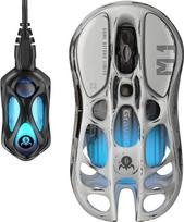 "GravaStar Mercury M1 Pro Gaming Mouse", MMO kompiuterinių žaidimų pelė su 4K imtuvu, 26 000 DPI, 88 g lengvas tuščiaviduris dizainas, 5 programuojami mygtukai, 5 dinaminiai RGB apšvietimo režimai, sidabrinis rūkas