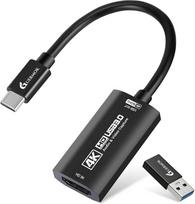 "Guermok" HDMI įrašymo kortelė 4K@60FPS, 1080P@240FPS USB 3.0 HDMI į USB A/C vaizdo įrašymo kortelė transliacijai, suderinama su "Pad", "Switch 2/1", PS4/5, "Xbox One", "Quest3", "Mac OS", "Windows", "Zoom", OBS, fotoaparatu