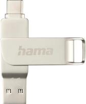 "Hama" USB atmintinė, 128GB, USB C 3.2 Gen1/3.0, USB A (atmintinė, USB atmintinė, USB atmintinė 3.0, USB 3.2 Gen1, USB C atmintinė, duomenų saugykla, USB A, itin greita, 100MB/s, sukimosi mechanizmas, universali, metalinė) Sidabrinė
