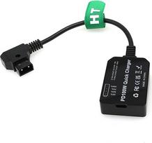 "HangTon" D-Tap į USB-C PD 100W 20V maitinimo keitiklio adapteris "Sony" DSLR fotoaparato monitoriui, telefonui, C tipo nešiojamajam kompiuteriui, 12-16,8 V V-Lock auksinio laikiklio baterijai, dvikryptis greitasis įkroviklis