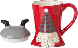 "Heaven Sends Santa Mug" puodelis su dangteliu ant kojos - naujoviškas raudonas keraminis kalėdinis puodelis su nuimamu dangteliu - šventinis karšto šokolado arbatos kavos puodelis 12oz