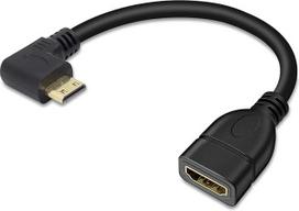 "Herfair" mini HDMI į HDMI adapterio kabelį Mini HDMI į standartinį HDMI konverterio kabelį 90 laipsnių mini HDMI kabelis palaiko 1080P Full HD skiriamąją gebą nešiojamojo kompiuterio vaizdo kamerai (aukštyn kampu)