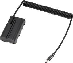 "Hersmay" NP-F550 baterijos manekenas su C tipo USB maitinimo kabelio adapteriu - suderinamas su NP-F570/F750/F960/F970, skirtas "Sony" fotoaparatams, vaizdo kameroms, transliavimo LED žibintams, monitoriams, "Atomos Ninja BMPCC