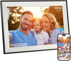 "Hesmor Frameo" 10,1 colio skaitmeninis nuotraukų rėmelis, "WiFi", 1280 x 800 HD IPS jutiklinis ekranas, automatinis pasukimas, 32GB atmintis, galimybė akimirksniu dalytis nuotraukomis iš bet kurios vietos, juodai baltas