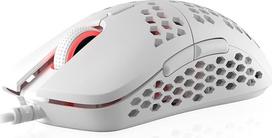 "HK Gaming Mira S" itin lengva "Honeycomb" rašto dviguba laidinė RGB žaidimų pelė - 6 mygtukai - 12 000 CPI - 61 g (Mira-S, balta)