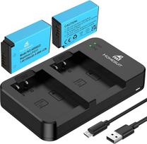 "Homesuit" 2 pakuočių LP-E17 1300 mAh baterijos ir C tipo LED dvigubo įkroviklio rinkinys, skirtas "Canon EOS RP, R8, R10, R50, R100, M3, M5, M6, 200D, 77D, 750D, 760D, 800D, 8000D, "Rebel SL3", SL2, T8i, T7i, T6i, T6s ir kt.