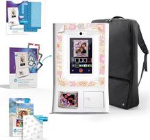 "HP Sprocket Photo Box Machine Instant Colour Photo Printer" (baltas) Dovanų pakuotė + cinko popierius (100 lapų) + paminkštintas dėklas + aukščiausios kokybės ekrano apsauga (x2) + dekoratyviniai lipdukų rėmeliai (x15)