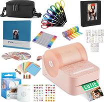 "HP Sprocket Panorama" nešiojamasis spalvotų etikečių spausdintuvas (rožinis) "Craft" pakuotė su dėklu, cinko ritinėliu, nuotraukų albumu, žymekliais, žirklėmis, juosta, lipdukais ir rėmeliais