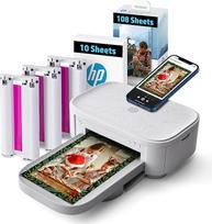 "HP Sprocket Studio Plus" belaidis spalvotas momentinis nuotraukų spausdintuvas (4 x 6 colių), 118 lapų pakuotė ir kasetė, "Wi-Fi", termosublimacinis, skirtas naudoti namuose arba mobiliajame telefone