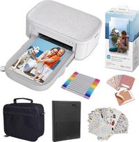 "HP Sprocket Studio Plus" belaidis spalvotas momentinių nuotraukų spausdintuvas (4 x 6 colių) "Wi-Fi" dažų sublimavimo rinkinys - nuotraukų albumas, žymeklis, fotopopierius ir lipdukai