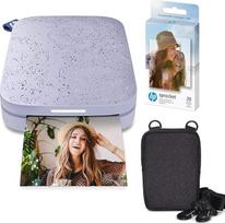 "HP Sprocket" nešiojamasis 2x3 colių momentinio spausdinimo spausdintuvas (violetinės spalvos) cinko popieriaus paketas