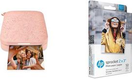 "HP Sprocket" nešiojamasis nuotraukų spausdintuvas (2-oji versija) - akimirksniu spausdinkite 2x3 nuotraukas iš telefono su lipniu pagrindu - [Blush] [1AS89A] + HP popierinis rašalinis spausdintuvas - Popieriniai rašaliniai spausdintuvai