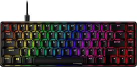 "HyperX Alloy Origins 65" mechaninė žaidimų klaviatūra, QWERTY amerikietiškas išdėstymas, 65 % formos faktorius, "HyperX" raudonas jungiklis, PBT dvigubo šūvio klavišų dangteliai, RGB apšvietimas, nuimamas USB-C kabelis, juoda