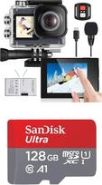 "icefox" veiksmo kamera 4K Ultra HD 20MP povandeninis fotoaparatas, atsparus vandeniui 40M 170 laipsnių itin plataus kampo "WiFi" vaizdo kamera ir "SanDisk Ultra Android microSDXC UHS-I" atminties kortelė 128GB + adapteris