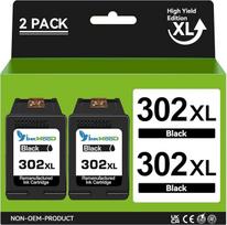 "Inkwood 302XL" juodos spalvos kasetės, suderinamos su HP 302 spausdintuvo kasetėmis, 302 XL, skirtos HP Envy 4520 4525 4524 4527 HP Officejet 3833 4658 3834 3830 3831 HP Deskjet 3630 2130 3636 111 0 363 3 JAV