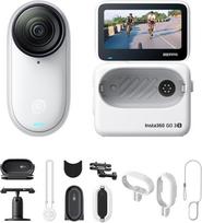 "Insta360 GO 3S Bicycle MultiView Bundle 64GB White" - nešiojamoji 4K mini kamera, laisvų rankų įranga, galima tvirtinti bet kur, stabilizavimas, 140 min. baterija, 10 m vandeniui atspari, dirbtinis intelektas, "Apple Find My