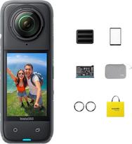 "Insta360 X4 Action Bundle" - 8K vandeniui atspari 360 veiksmo kamera, 4K plataus kampo vaizdo įrašas, nematoma asmenukės lazda, nuimamos objektyvo apsaugos, AI redagavimas, stabilizavimas, be "MicroSD" kortelės