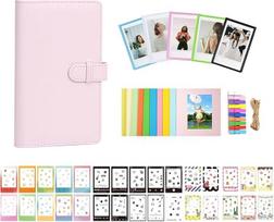 "Instax Mini LiPlay 12 11 9 8+ 8 evo 99 SE 40 90 70 50S 26 25 7S" fotoaparato priedų rinkinys + albumas / filmo lipdukas / magnetinis nuotraukų rėmelis / pakabinamas rėmelis - gėlių rožinis