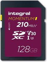 "Integral Momentum I" 128GB SDXC kortelė - iki 210MB/s skaitymo, 180MB/s rašymo greitis - V30, U3 - skirta DSLR, veidrodiniams fotoaparatams ir kameroms - 4K UHD vaizdo įrašas ir serijinis režimas - atspari vandeniui, smūgiams, tvirta