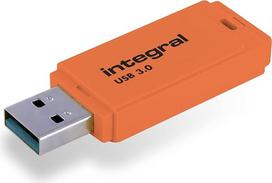 "Integral Neon" 128GB USB 3.0 atmintinė - oranžinė (iki 110MB/s)