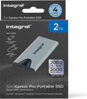 "Integral SlimXpress Pro" 2 TB išorinis nešiojamasis SSD kietasis diskas: USB-C, 2000MB/s skaitymo/rašymo greitis, USB 3.2 Gen 2x2, kompaktiškas, "Plug & Play", suderinamas su "Mac", "Windows PC", "Android", "Xbox", "PlayStation