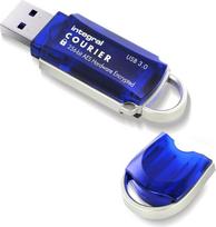"Integral" 128GB talpos "Courier-197" 256 bitų aparatinio šifravimo 3.0 USB saugos atmintinė - sertifikuota pagal FIPS 197, apsauga nuo brutalios jėgos slaptažodžių atakų, XTS-AES