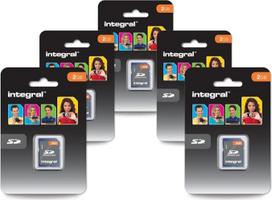 "Integral" 2GB SD (Secure Digital) atminties kortelė - 5 vnt. | Suderinama su senesniais įrenginiais - fotoaparatais, MP3 grotuvais, vaizdo kameromis ir kt.