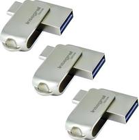 "Integral" 3 pakuotės 32GB - USB-C ir USB-A atmintinė, 360° dizainas, USB 3.2 Gen 1, metalinė, "Plug & Play". Suderinama su "iPhone 15/16", "MacBook Pro/Air" ir "iPad Pro