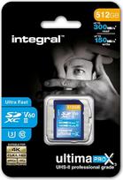 "Integral" 512GB UHS-II SD kortelė V60 Iki 300MB/s skaitymo ir 150MB/s rašymo greitis SDXC profesionali didelės spartos atminties kortelė
