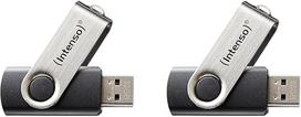 "Intenso Basic Line" 64GB USB 2.0 atmintinė sidabrinės/juodos spalvos (2 vnt.)
