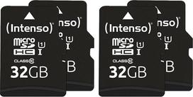 "Intenso Premium" microSDHC 2x32GB 10 klasės UHS-I atminties kortelė su SD adapteriu (iki 90MB/s), juoda (2 vnt.)