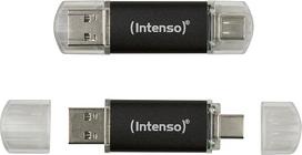 "Intenso Twist Line" dviguba USB atmintinė 2 x 128GB - ypač greita USB 3.2 Gen 1x1, iki 70MB/s, USB-C ir USB-A, antracito spalvos