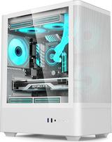 "iONZ" kompiuterio korpusas mATX Mid Tower su 3 ARGB PWM ventiliatoriais, dideliu oro srautu - "KZ19 Spin" - tinklelis | Balta