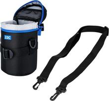 "JJC Deluxe Lens Bag" krepšys su 1 x kaklo dirželiu, nepraleidžiantis vandens, juodas, tinka mažesnio nei 80 x 155 mm skersmens ir aukščio objektyvams (3,1 x 6,1 colio)