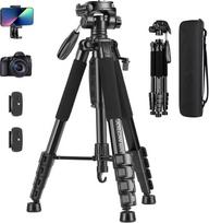 "JOILCAN" 187 cm aukščio fotoaparato trikojis, lengvas aliumininis foto trikojis su nuimama galvute, fotoaparato trikojis "Canon Nikon DSLR", trikojis su mobiliojo telefono laikikliu ir krepšiu, trikojis išmaniajam telefonui