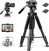 "JOILCAN" fotoaparato trikojis stovas 190 cm, lengvas trikojis su mobiliojo telefono / planšetinio kompiuterio laikikliu išmaniajam telefonui, aliumininis kelioninis trikojis Foto trikojis su DSLR "Canon Nikon Sony" dėklu, apkrovos talpa 12