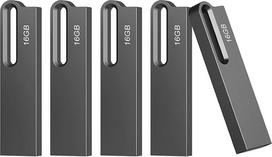 "JOIOT" 5 USB atmintinių pakuotė 16GB USB 3.0 Flash Drive Memory Stick Greitaeigis vandeniui atsparus atminties kaupiklis, skirtas "iOS" "Android" mobiliajam telefonui "Linux Pad" nešiojamajam kompiuteriui Juoda