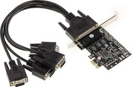 "Kalea Informatique" PCI Express kortelė (PCIE) RS232 serijos 4 prievadai su vyrišku mikroschemų rinkiniu ASIX MOSCHIP 99100 - Windows, Linux, DOS