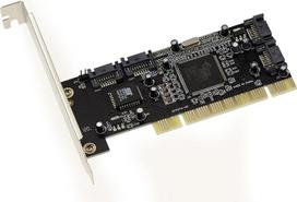"Kalea Informatique" PCI SATA valdiklio kortelė 4 nepriklausomi prievadai arba RAID 0.1, 0 + 1 - mikroschemų rinkinys "Silicon Image Sil3114" su lygiavertėmis aukšto/žemo profilio jungtimis