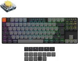 "Keychron K1 QMK" itin plona belaidė mechaninė klaviatūra, DE-ISO 80 % TKL išdėstymas "Bluetooth 5.2 Hot Swap", žemo profilio banano jungikliai RGB, suderinama su "Mac Windows Linux", 6 versija