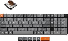 "Keychron K17 MAX" pritaikyta belaidė mechaninė klaviatūra 2,4 GHz/Bluetooth/USB-C, baltas šviesos diodas, QMK/VIA programuojamos makrokomandos, PBT klavišų dangteliai, skirta "Mac Windows", "Super Brown" jungiklis