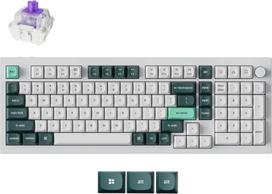 "Keychron Q5 HE" belaidė individuali mechaninė klaviatūra, ANSI 96 % išdėstymo QMK/VIA programuojama, visiškai aliumininė, "Bluetooth" / laidinė, RGB, keičiama "Hall Effect Gateron" magnetu (balta)